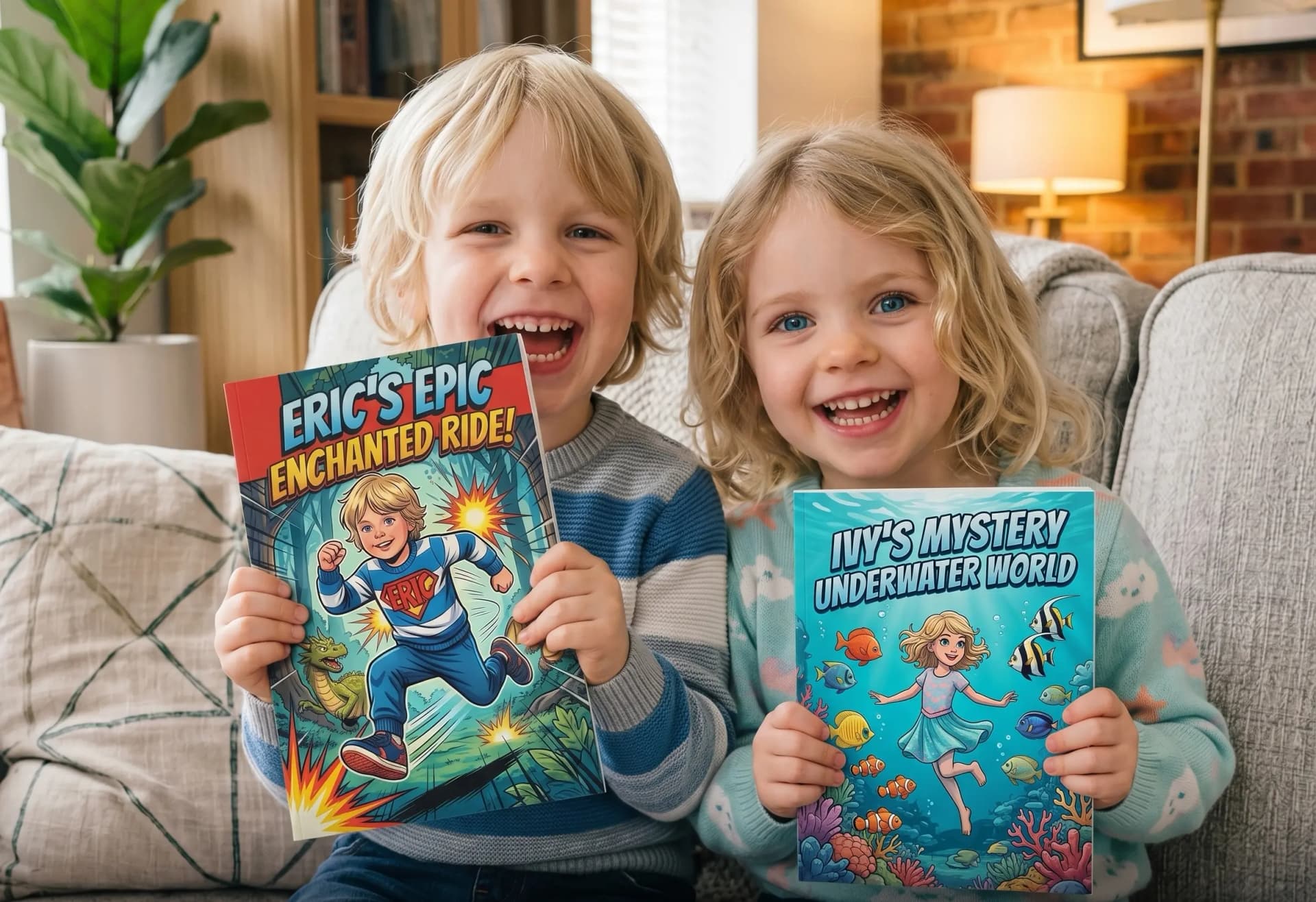 Child reading their personalized comic book
