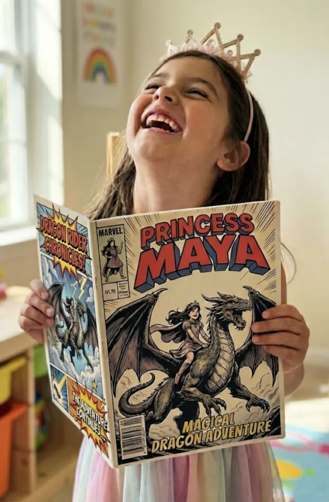 Maya with their personalized comic